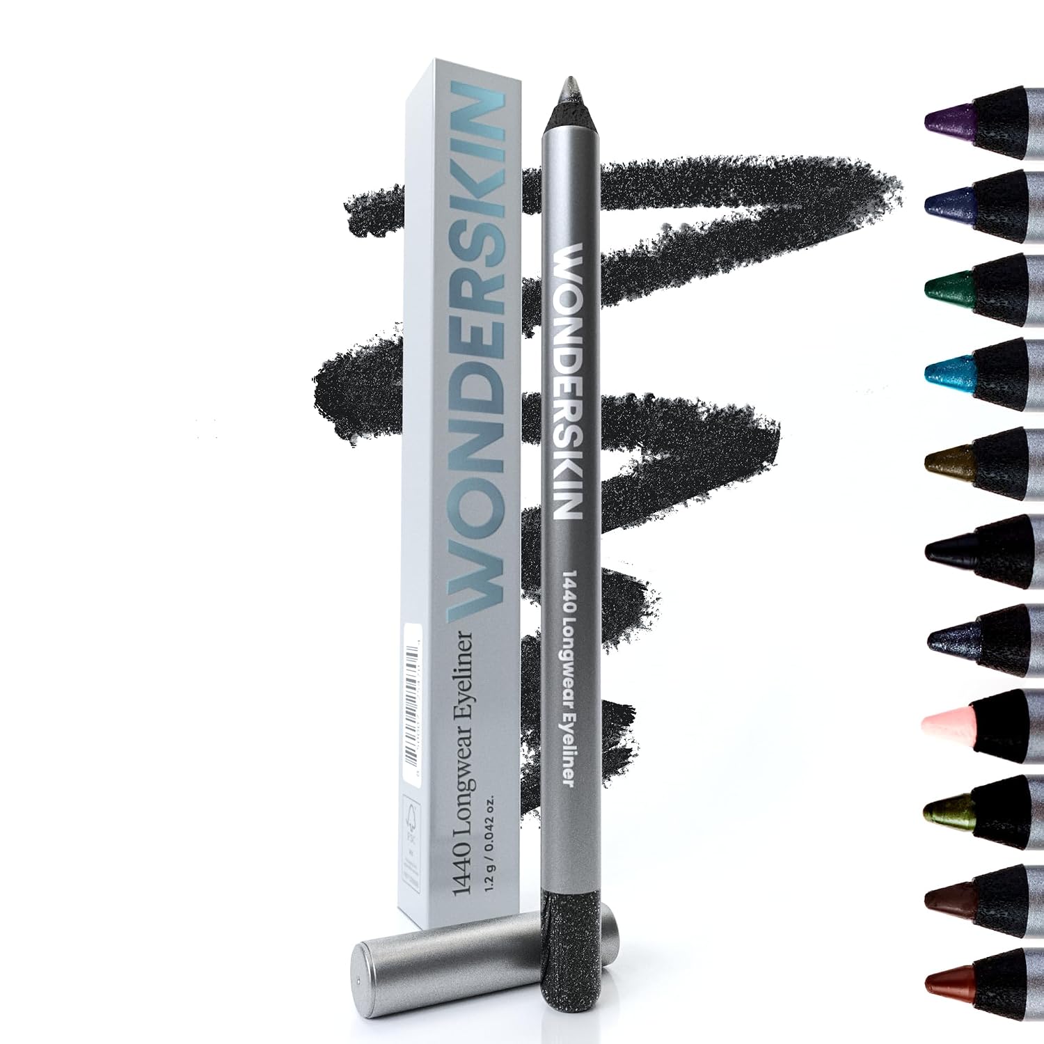 Wonderskin Eyeliner Pencil, 1440 Longwear Black Glitter Eyeliner Pencil – Waterproof, Sharpenable & Smudge Proof (Black Truffle)