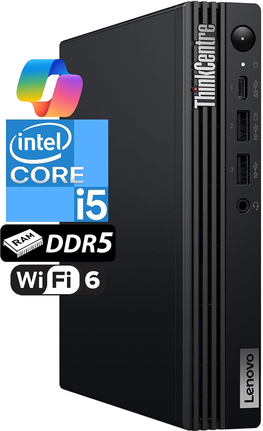 Lenovo ThinkCentre Tiny M70q Intel 10-Core i5-14400T (Beat i7-13700T), 32GB DDR5 RAM, 1TB NVMe SSD, WiFi 6, Bluetooth, RJ-45, DP Port, HDMI, Win 11 Pro, AI Business Desktop, 3 Yr Wty