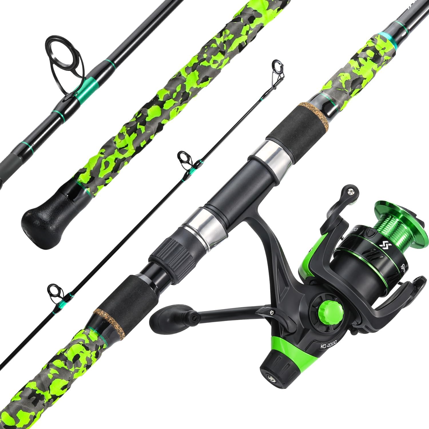 Sougayilang 3 Piece Surf Fishing Rod Combo Medium/Heavy Travel Spinning Rod with 4000/5000 Size Reel Baitfeeder Combo(9’/10’/11’12’)