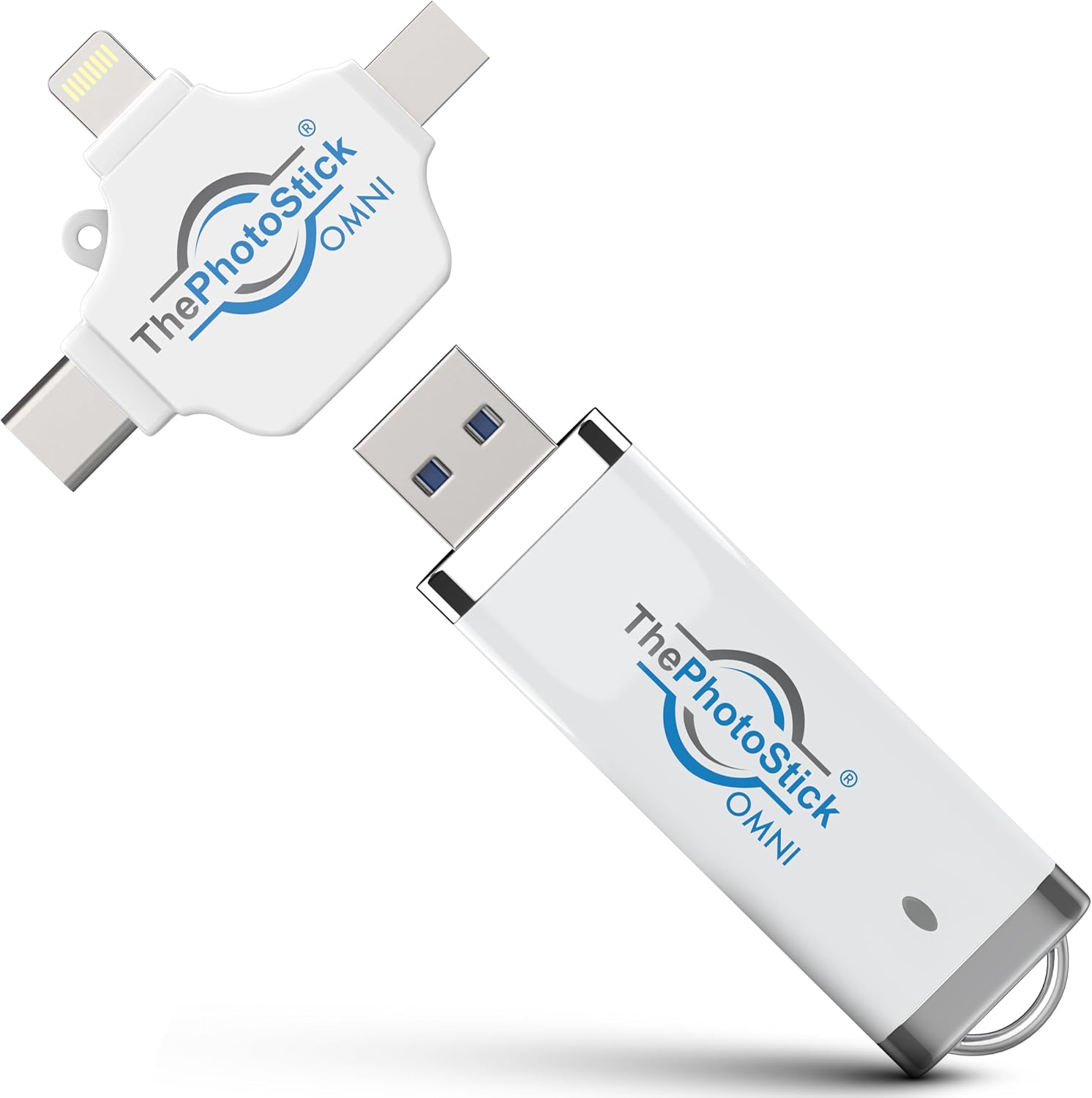 ThePhotoStick® Omni 64GB USB Flash Drive & Memory Stick – Automatic Photo & Video Backup for iPhone, Android, Mac & PC – Multiport Connection to Easily Store & Transfer Files