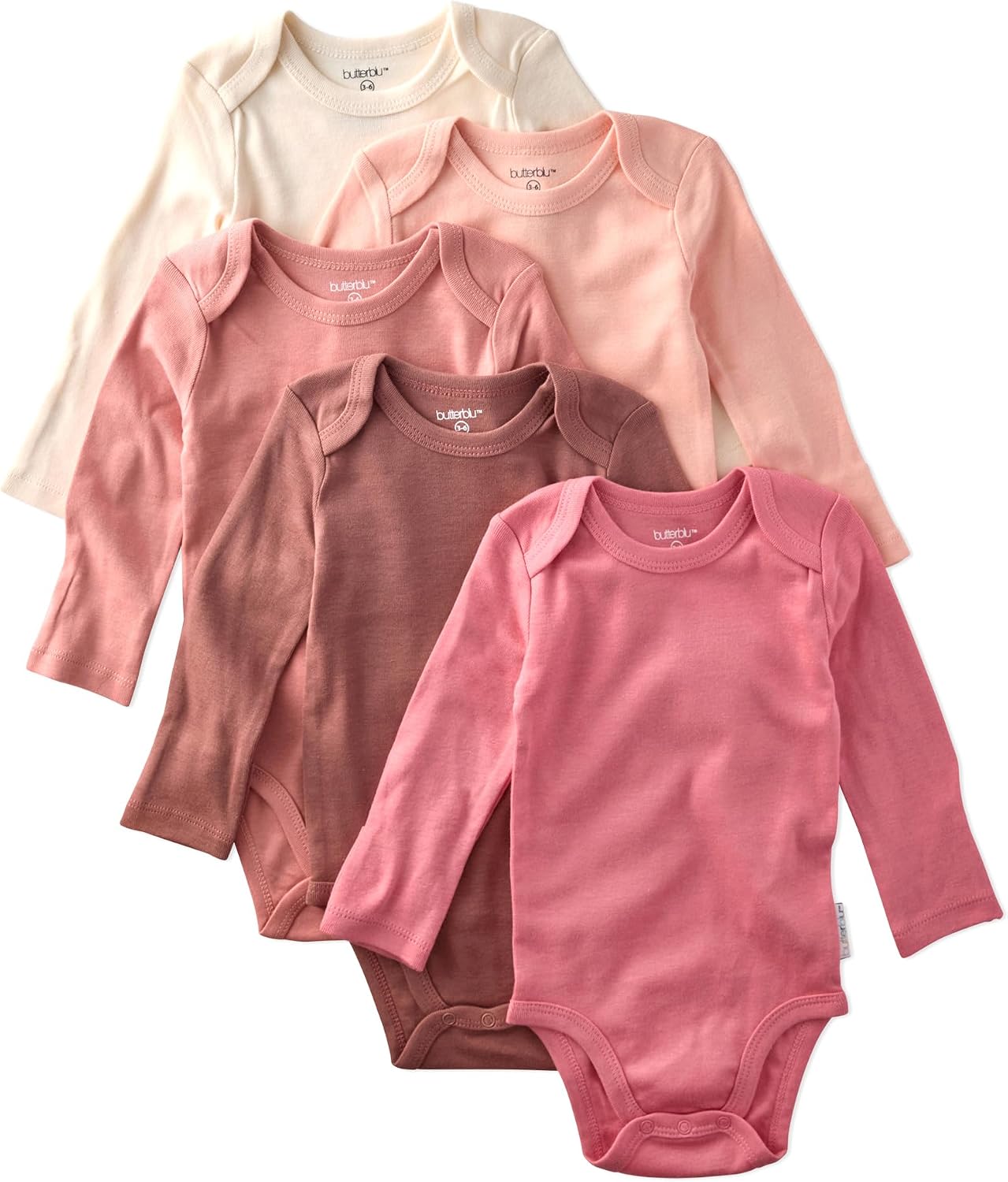 Butterblu Blake 5-Pack Long Sleeve Bodysuits 100% Organic Cotton Baby Clothes for Boys and Girls