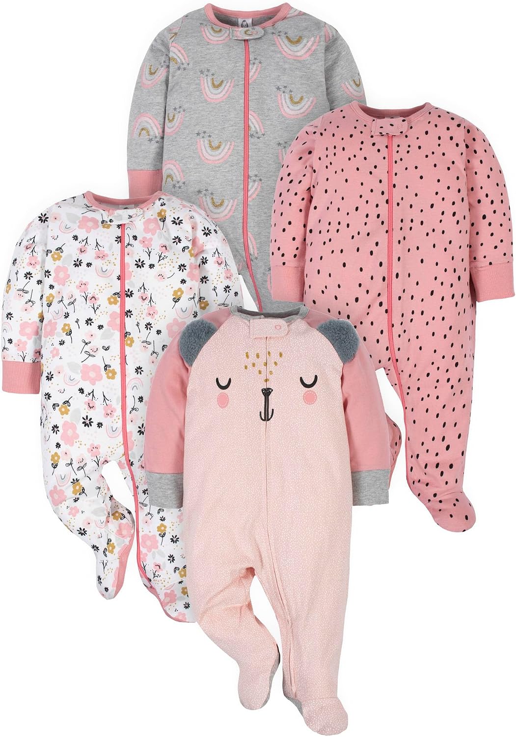 Gerber Baby Girls 4-Pack Sleep ‘N Play Footie