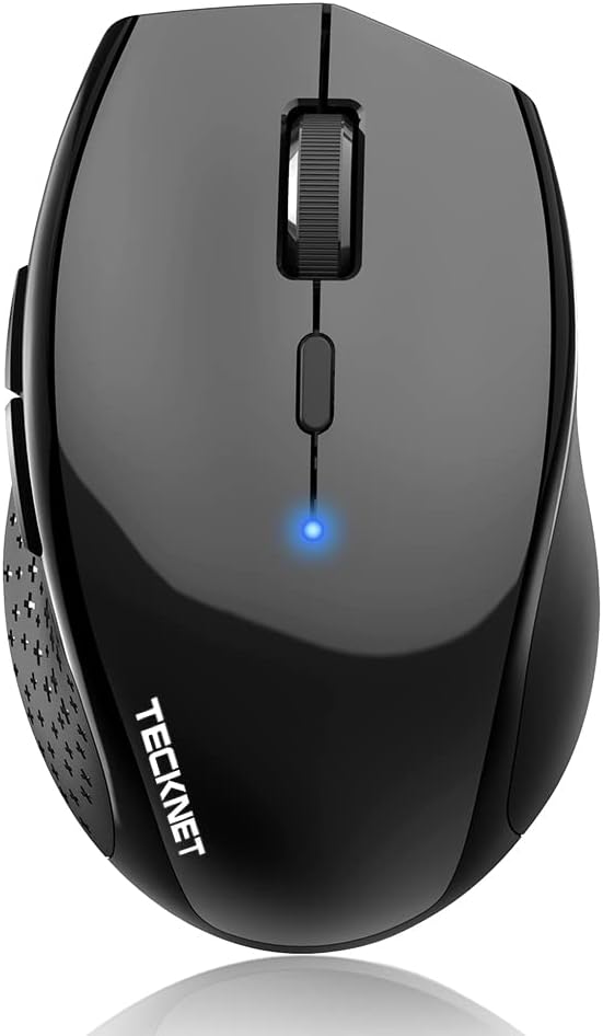 TECKNET 3-Device Bluetooth Mouse, Silent Wireless Mouse with 6-Level DPI up to 4800, 2-Year Battery, 6 Buttons for Wide Compatibility – Black