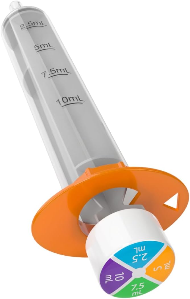Ezy Dose Kids Baby Oral Syringe & Dispenser, 10 mL, Color Coded, BPA Free | Liquid dosing device designed to help safely administer the prescribed dose, color-coded dial and built-in safety stops