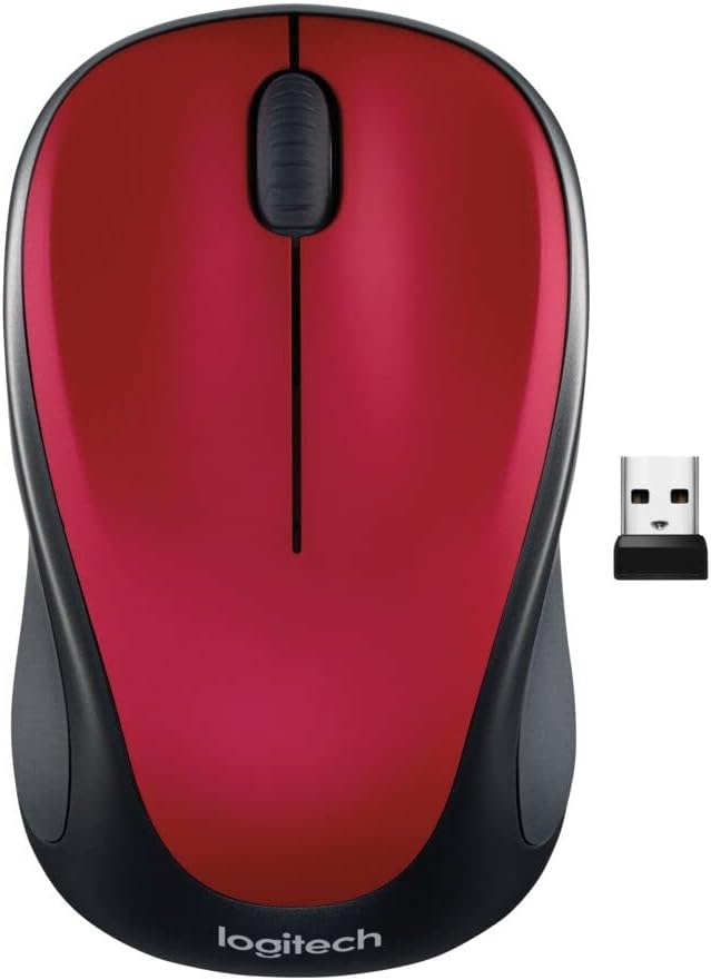 Logitech M317 Wireless Mouse, 2.4 GHz with USB Receiver, 1000 DPI Optical Tracking, 12 Month Battery, Compatible with PC, Mac, Laptop, Chromebook – Red