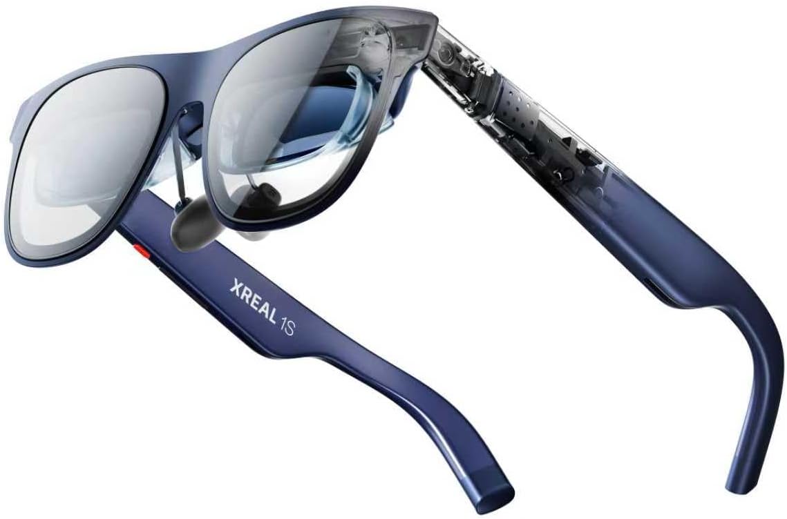 XREAL 1S AR/XR Glasses, 500″ Virtual Screen Smart Glasses with 52° FOV, Native 3DoF, REAL 3D, Powered by X1 Chip, Supports All USB-C DP Devices Including iPhone 17/16 and Handhelds, like ROG/SteamDeck