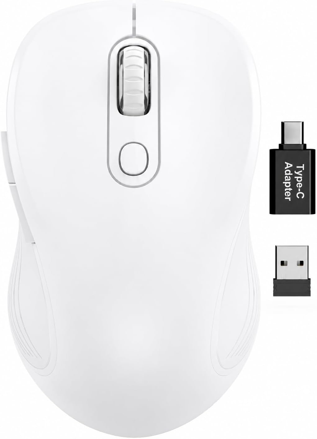 Trueque Wireless Mouse for Laptop, 2.4GHz Ergonomic Computer Mouse with Back & Forward Buttons, 3 Adjustable DPI Levels, 6 Buttons, Optical USB Cordless Mice for Windows PC, M01 (Pure White)