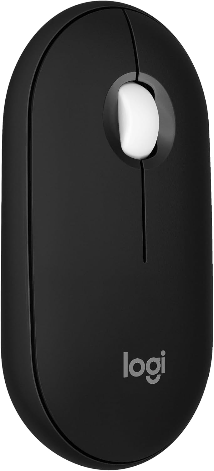 Logitech Pebble Mouse 2 M350s Slim Bluetooth Wireless Mouse, Portable, Lightweight, Customizable Button, Quiet Clicks, Easy-Switch for Windows, macOS, iPadOS, Android, Chrome OS – Black