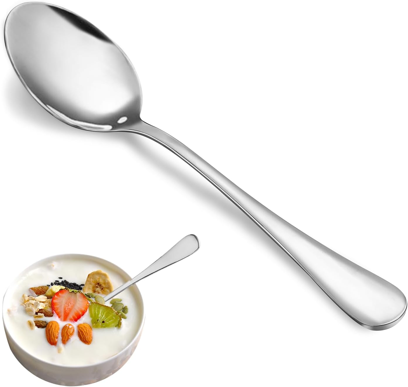 Teaspoon Set,16 Piece 6.7″ Spoons Silverware, Premium Food Grade Stainless Steel Tea Spoons, Durable Small Spoon, Good Teaspoons, Kitchen Dessert Spoon Set, Mirror Finish & Dishwasher Safe