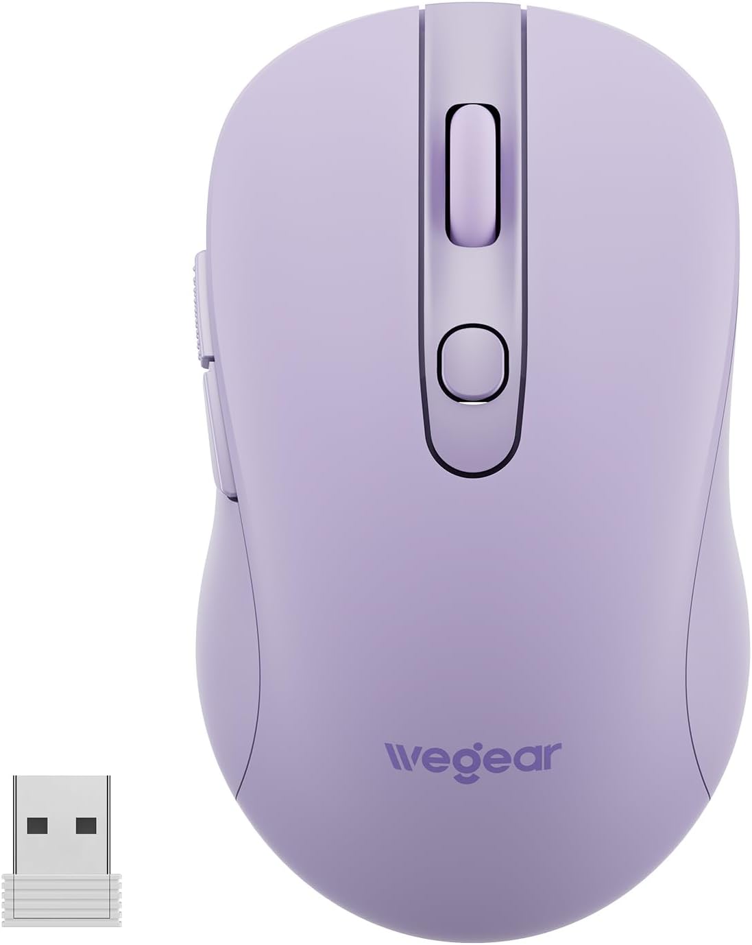 wegear USB Wireless Mouse for Laptop PC Mac, 2.4GHz Cordless Mouse with 6 Buttons, 5-Level Adjustable 4000 DPI, Ergonomic Portable Optical Computer Mice, 24-Month Battery Life (Purple)
