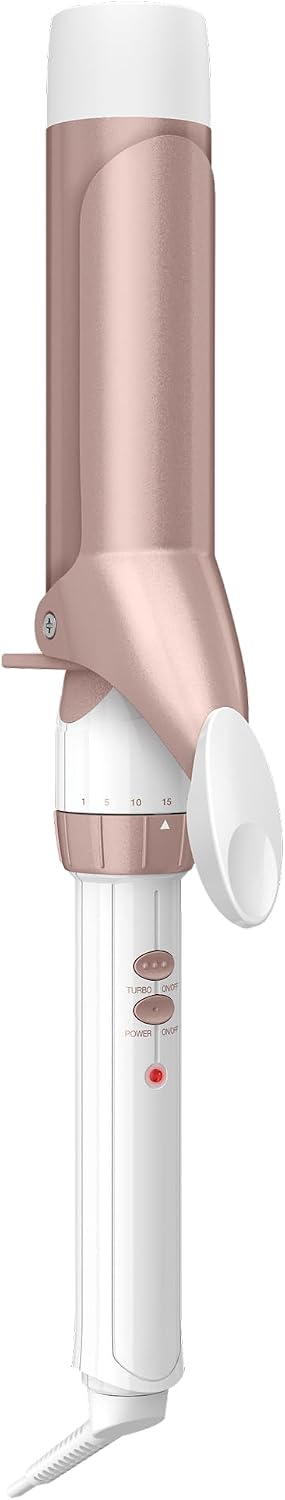 Conair Double Ceramic 1 ½-Inch Curling Iron | Double Ceramic 1 ½-in. Barrel for Soft Waves and Loose Curls on Medium to Long Hair, White/Rose Gold, CD703L
