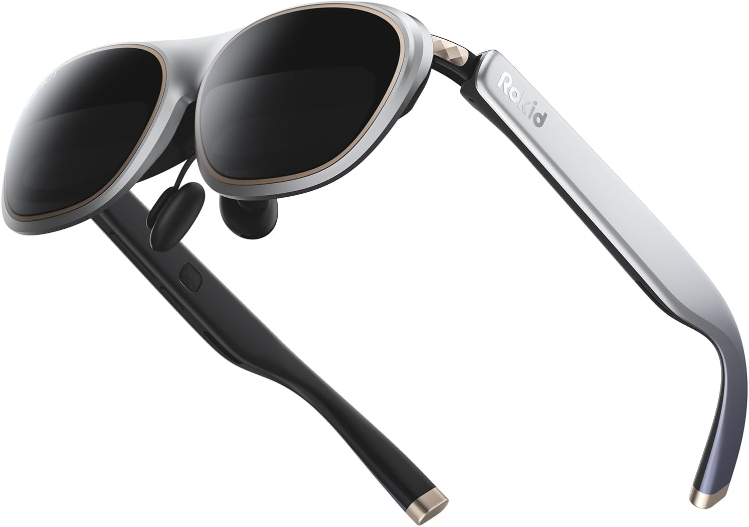 Rokid Max 2 AR Glasses Silver, 215″ Micro-OLED Display, 50° FOV, 600 Nits Brightness, Compatible with Mobile Phone, Steam Deck, ROG, Ipad, Mac Immersive Wearable Display for Gaming & Entertainment