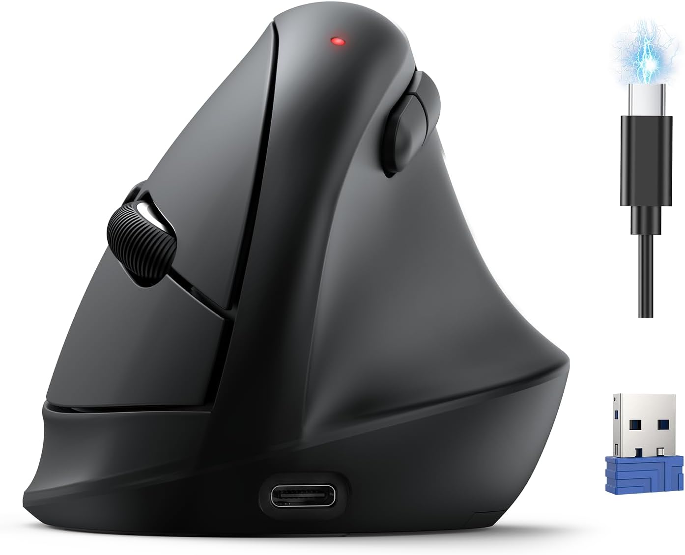 TECKNET Ergonomic Mouse, Wireless Bluetooth Vertical Mouse (BT5.3/3.0 & 2.4G) Rechargeable 4800 DPI Optical Mouse with 6 Adjustable DPI, Quiet Clicks, USB A Receiver, 6 Buttons – Wide Compatibility