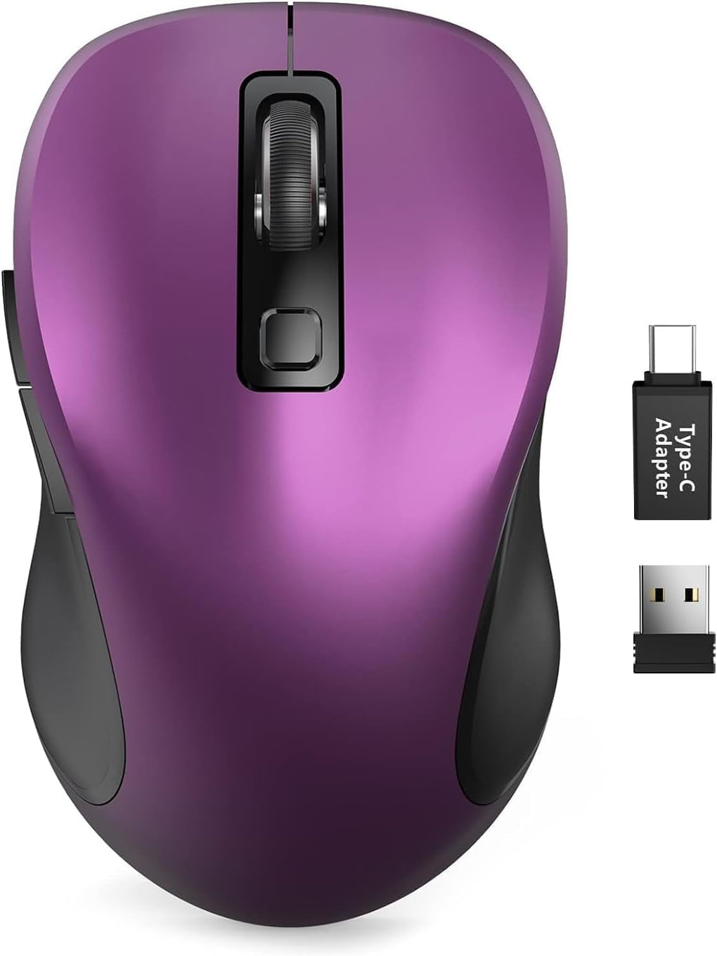 Trueque Wireless Mouse for Laptop, 2.4GHz Ergonomic Computer Mouse with Back & Forward Buttons, 3 Adjustable DPI Levels, 6 Buttons, Optical USB Cordless Mice for Windows PC (Purple, 1 Pack)