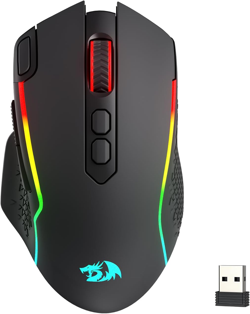 Redragon M810 MAX 3-Mode Wireless RGB Gaming Mouse 12000 DPI Remapping Keys | Cable-Free 0 Delay, Smooth Precise Tracking, Rapid-Fire Macro Keybinds, Vibing Backlight, Ergonomic Grip Body Comfort
