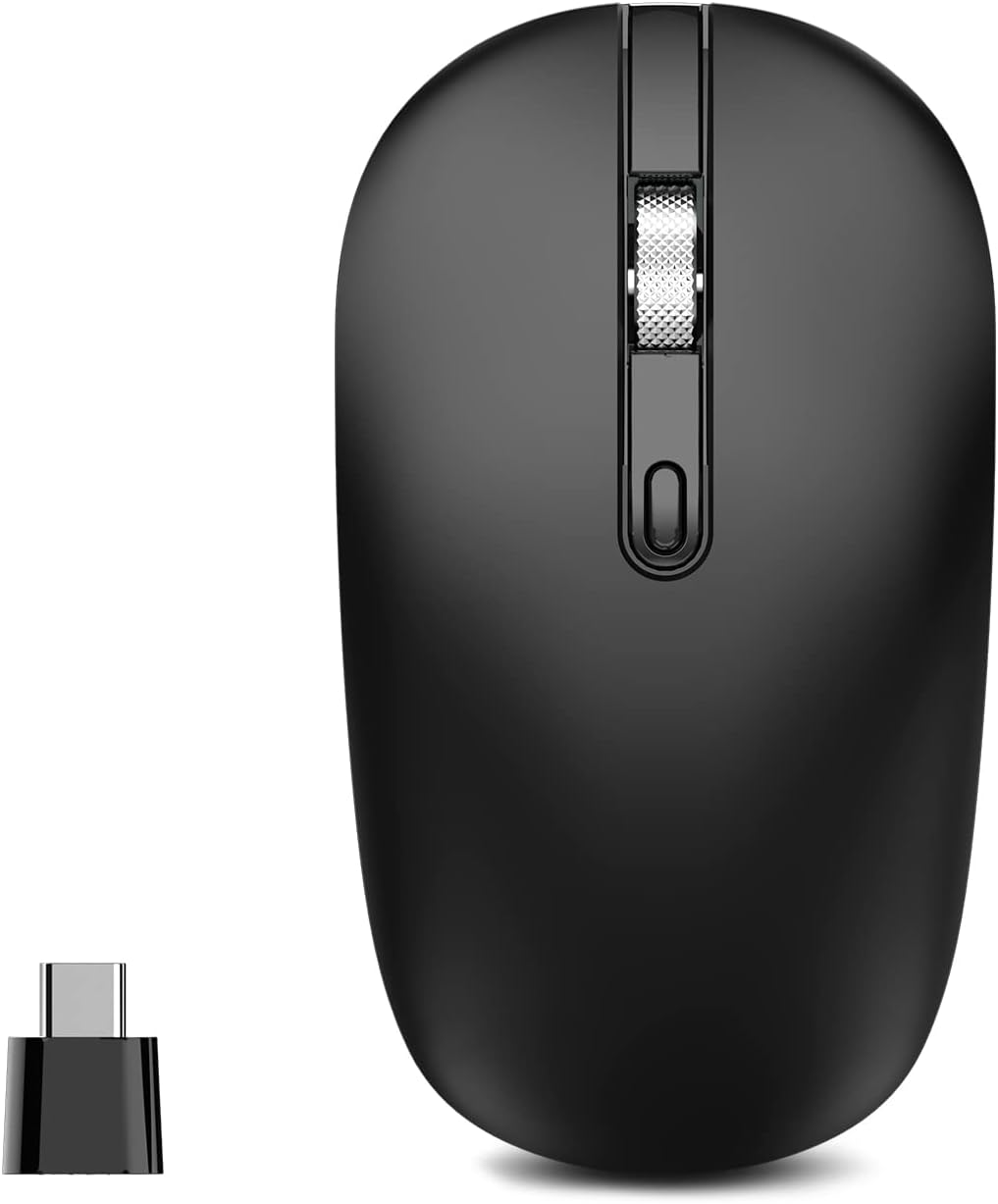 cimetech Type C Wireless Mouse, USB C Mouse 2.4G Silent Cordless Portable Computer Mice for Laptop, Notebook, MacBook Pro Air, Windows, Linux – Ambidextrous Black