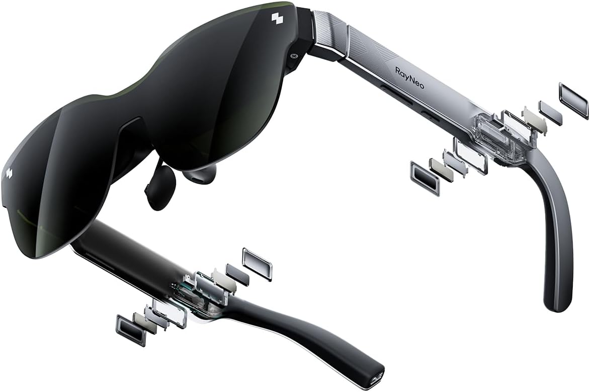 RayNeo Air 3s AR/XR Glasses, 201″ at 6m, 120Hz FHD HueView Display, Portable AR Video Eyewear Gaming Glasses for iPhone 17/16/15, Android, Mac, Switch, PS5, Steam Deck – 3S-Silver