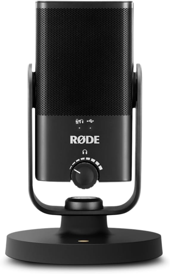 RØDE NT-USB Mini Versatile Studio-quality Condenser USB Microphone with Free Software for Podcasting, Streaming, Gaming, Music Production, Vocal and Instrument Recording,Black | Studio-Quality Cardioid Condenser, 24-Bit/48khz USB-C, Built-in Pop Filter, Zero-Latency 3.5mm Headphone Out, Magnetic Stand