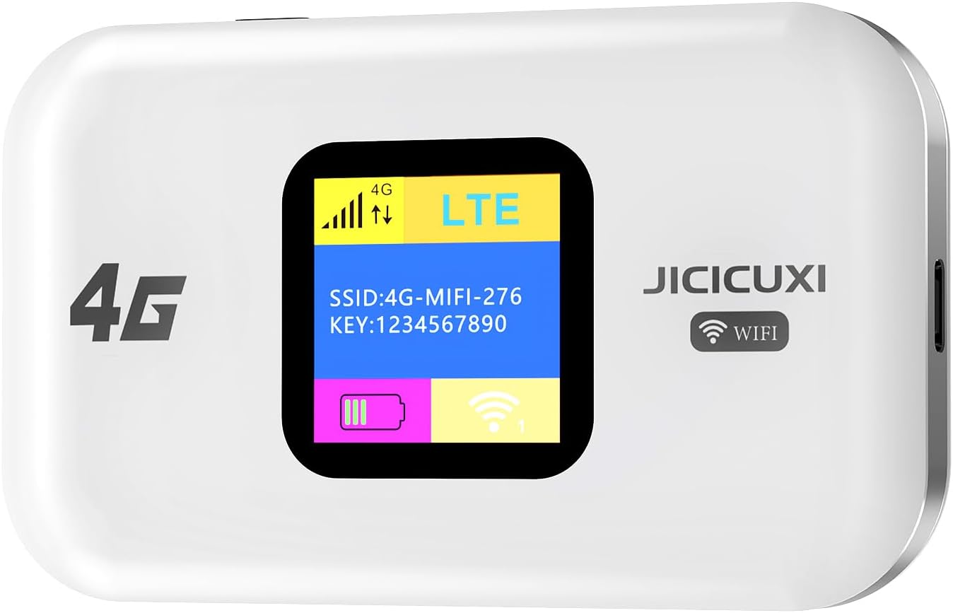 4G LTE Mobile Hotspot Router, Portable WiFi Hotspot for Travel, WiFi 6 Router 3000mAh/300Mbps High Speed Hotspot Device Support 12 Users, Camping, Motorhomes, Office-Pearl White