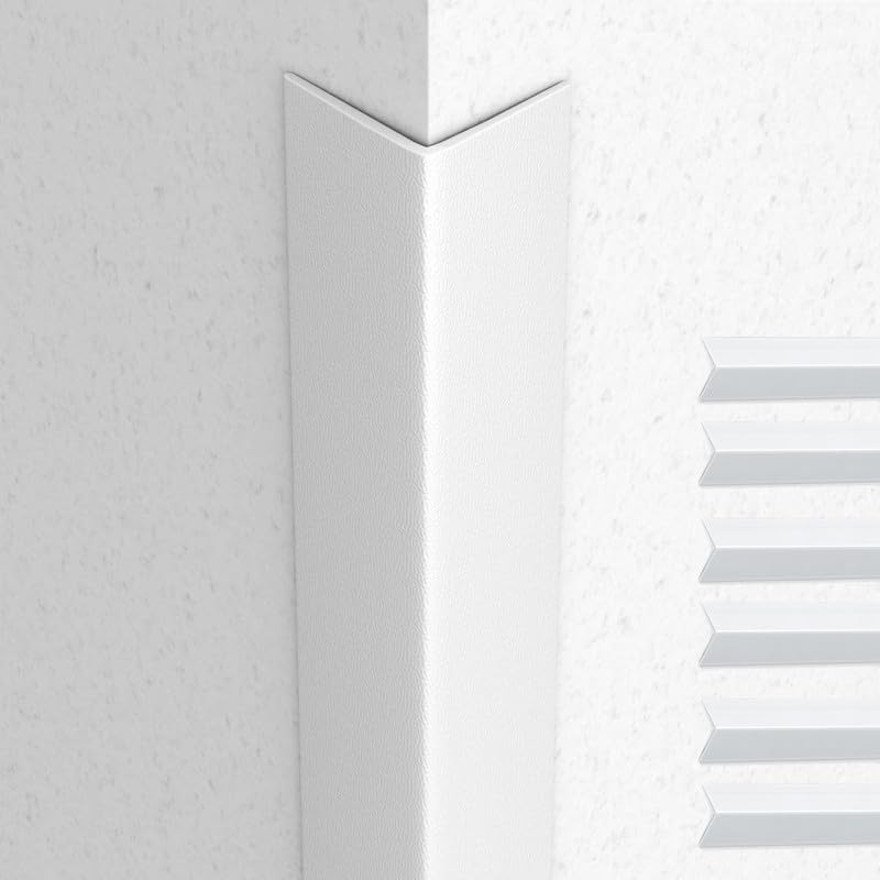 Proflex Wall Corner Protector -White Textured 2 inch x 48 inch – Pack of 6 – Self Adhesive Corner Guards for Walls Edge Protection – Easy to Apply – No Tools Needed