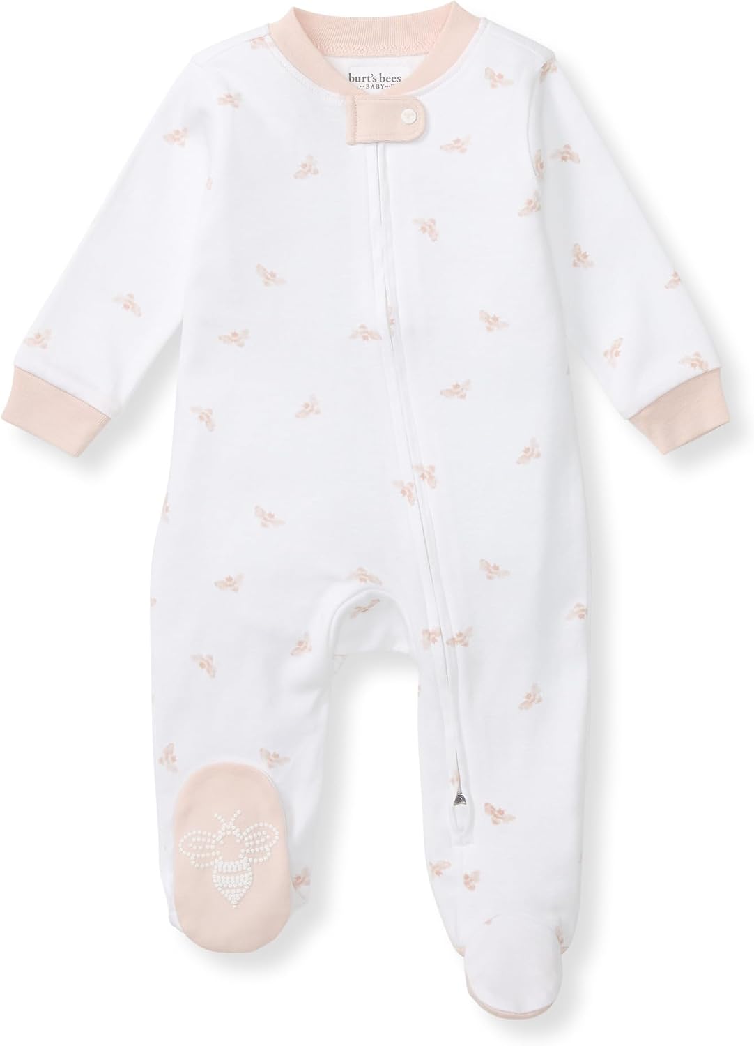 Burt’s Bees Baby Girls’ Organic Cotton, Sleep and Play Footed Pajamas | Easy zip front PJs feature a 2-way zipper to ensure newborns have a restful nights sleep