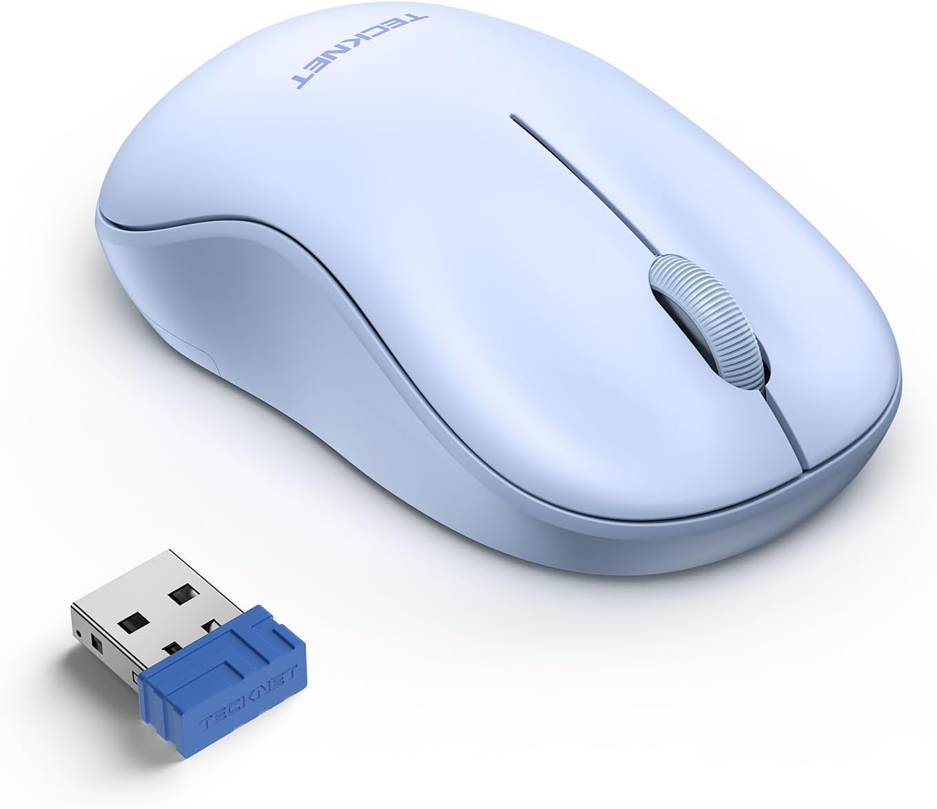 TECKNET Wireless Mouse for Laptop, 2.4G Silent Computer Mouse Quiet Click with 5 DPI Levels,Contoured Grip,Small Portable 30 Months Battery Cordless Mice for PC, Chromebook, Mac – Light Blue