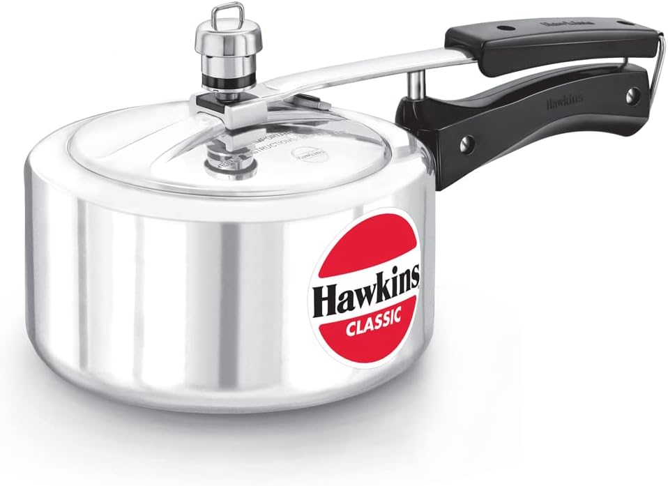 Hawkins 2 Litre Classic Pressure Cooker, Best Inner Lid Cooker, Small Cooker, Silver (CL20)