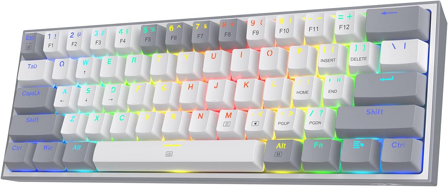 Redragon K617 Wired 60% Compact Hot-Swap RGB Gaming Mechanical Keyboard | 61 Keys Design for More Room to Aim, Swap-Ready Socket for Mod, Vibrant 20-Mode Lighting Hype Vibing, Pro Software Supported