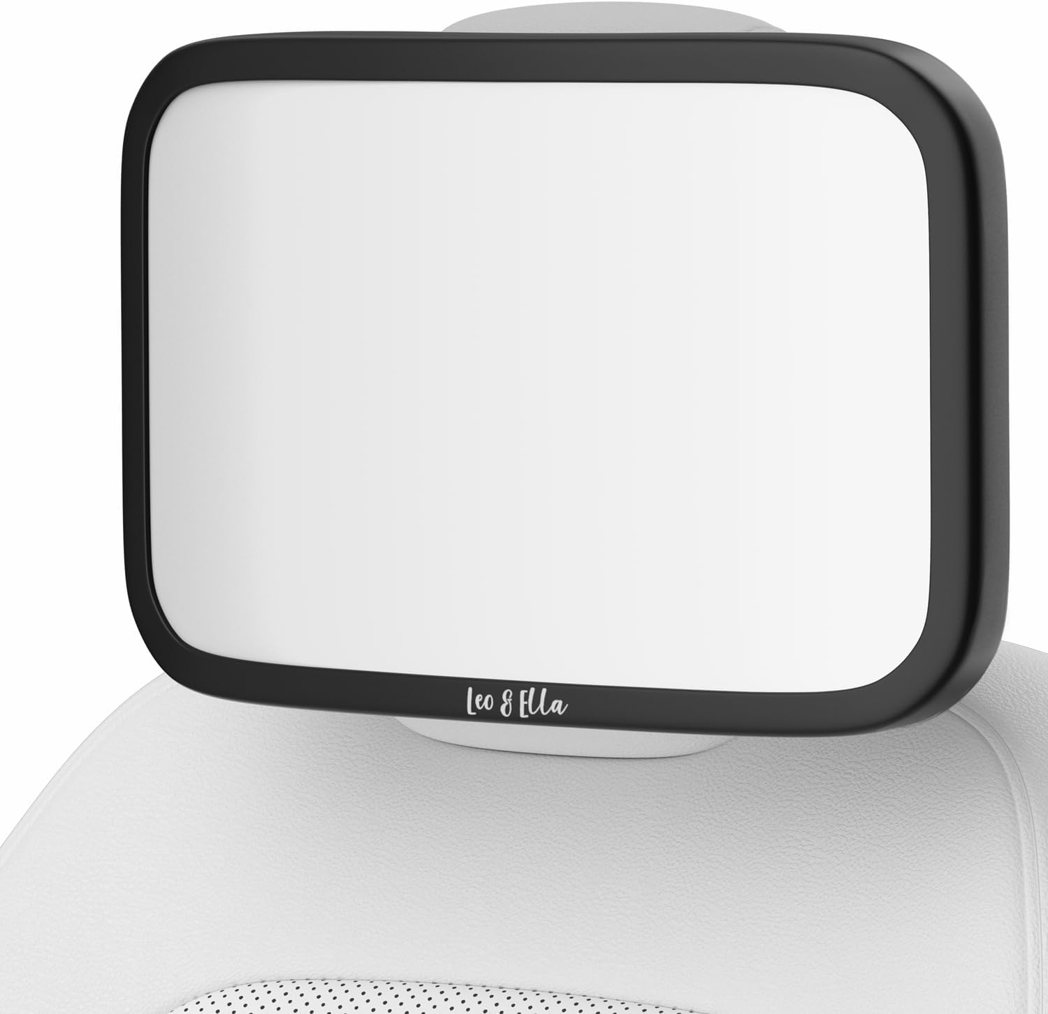 Leo&Ella Extra Large Baby Car Mirror for Tesla & Fixed Headrests, Secure View of Infant in Rear Facing Carseat with Continuous Loop System, 100% Shatterproof, 13.7 Inch Convex Mirror, 360 Rotation