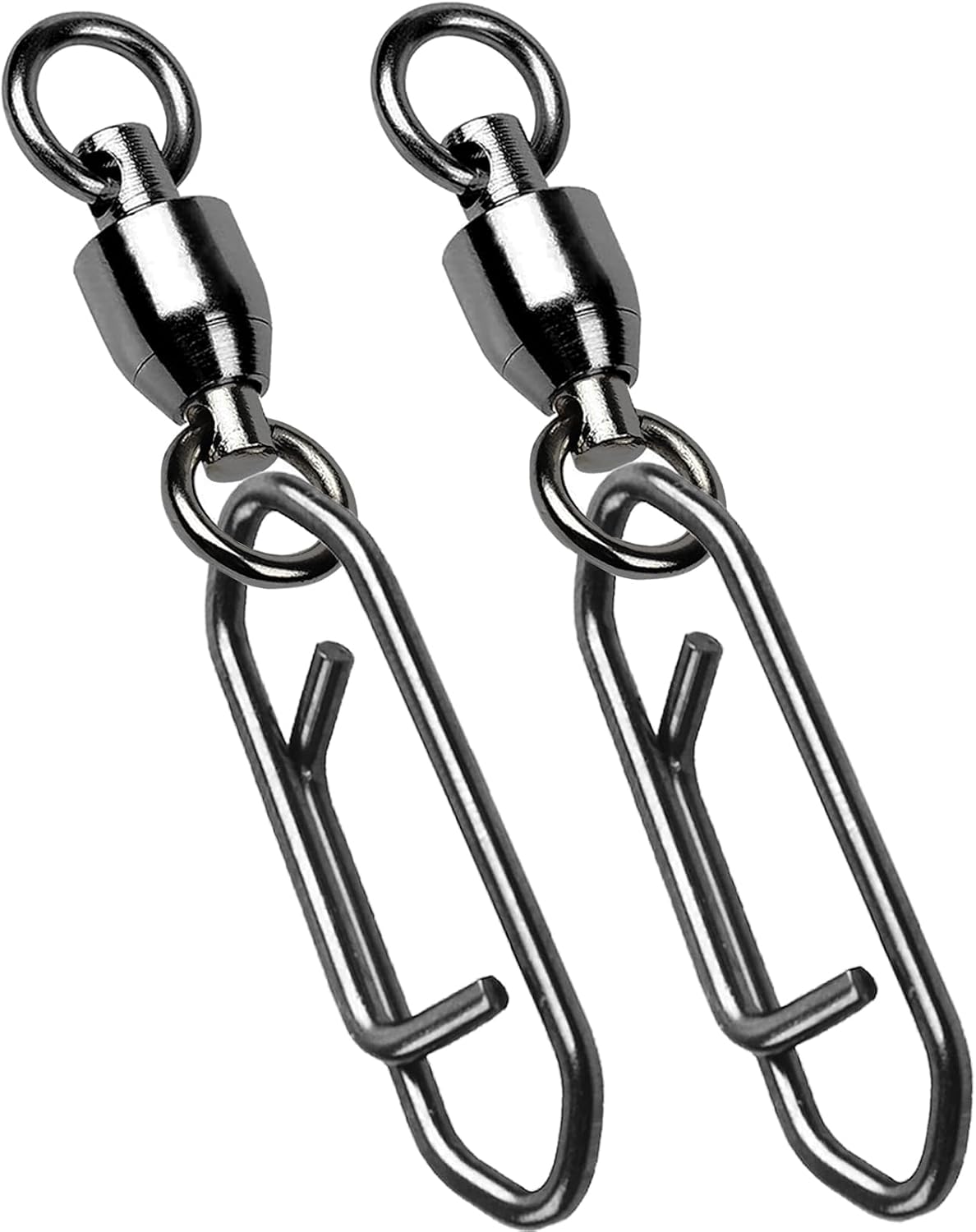 AMYSPORTS High Strength Snap Swivels Stainless Bearing Rolling Fishing Swivel Freshwater Snap Swivels Fishing Clip Steel Black Nickel