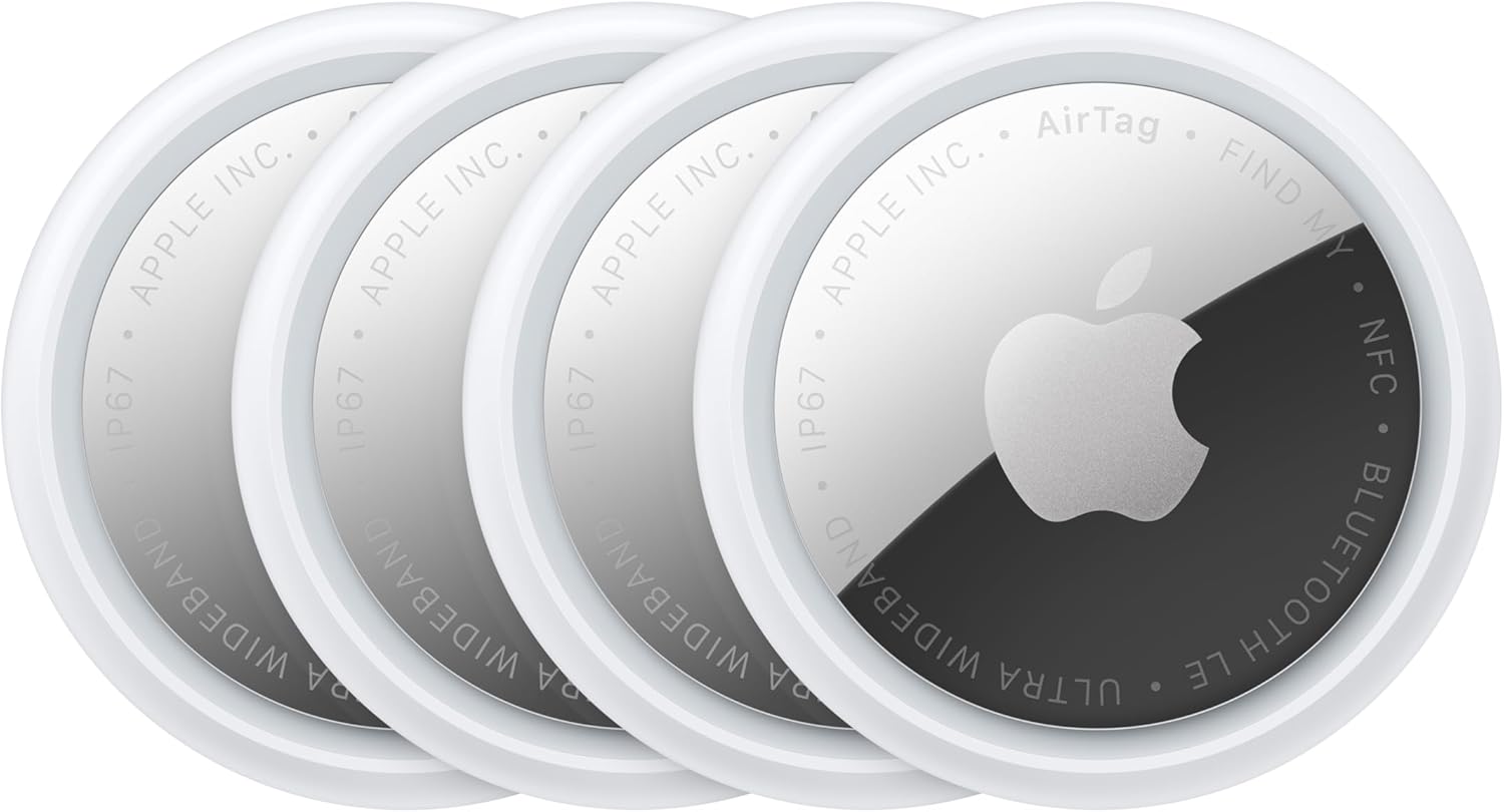 Apple AirTag (2nd Generation) – 4 Pack: Tracker for Keychain, Wallet, and More; Locator with Sound; Simple One-Tap Setup with iPhone or iPad; Key Finder with up to 1.5X Precision Finding Range