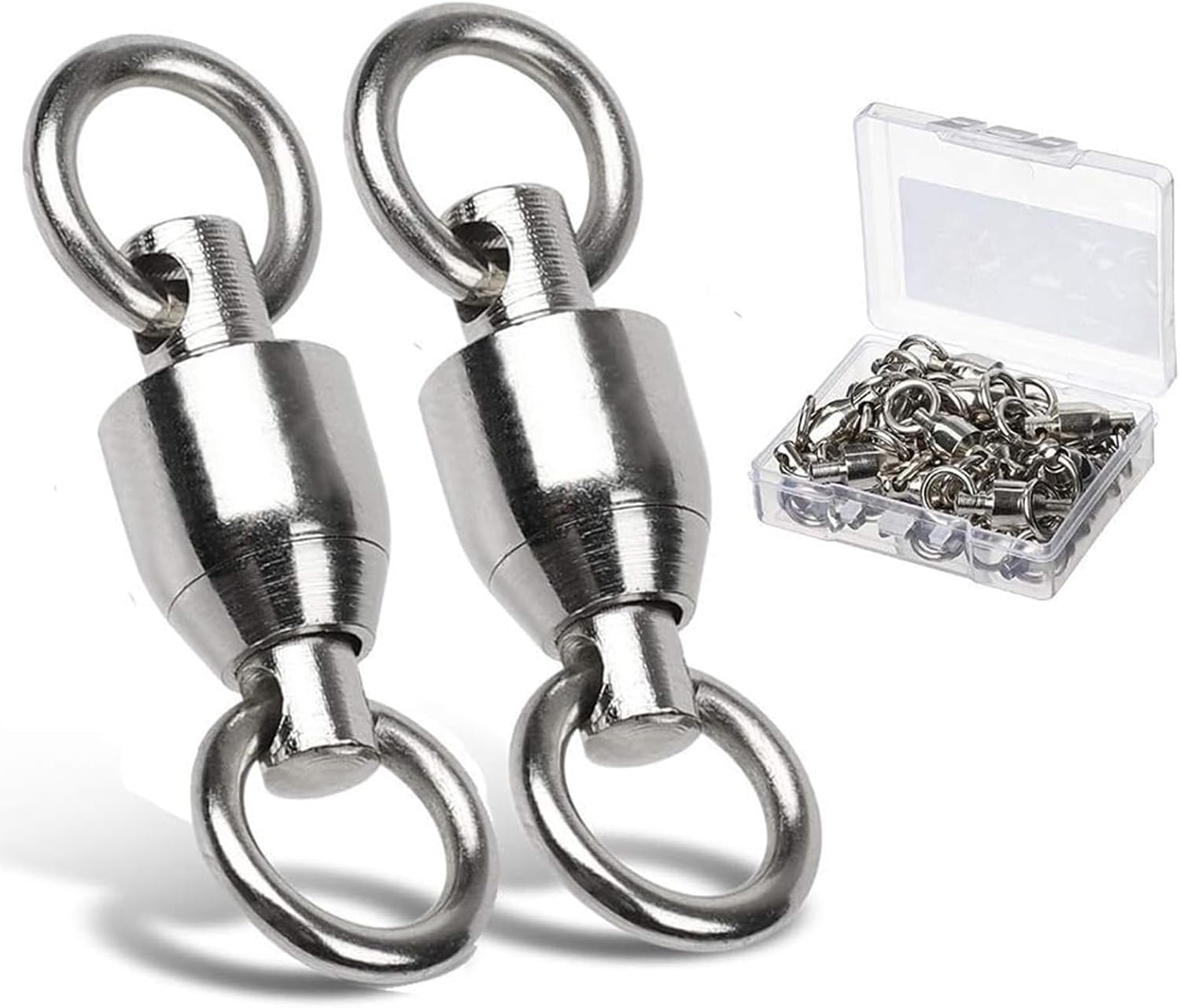 AMYSPORTS Ball Bearing Swivels Connector High Strength Stainless Steel Solid Welded Rings Barrel Swivels Saltwater Freshwater Fishing