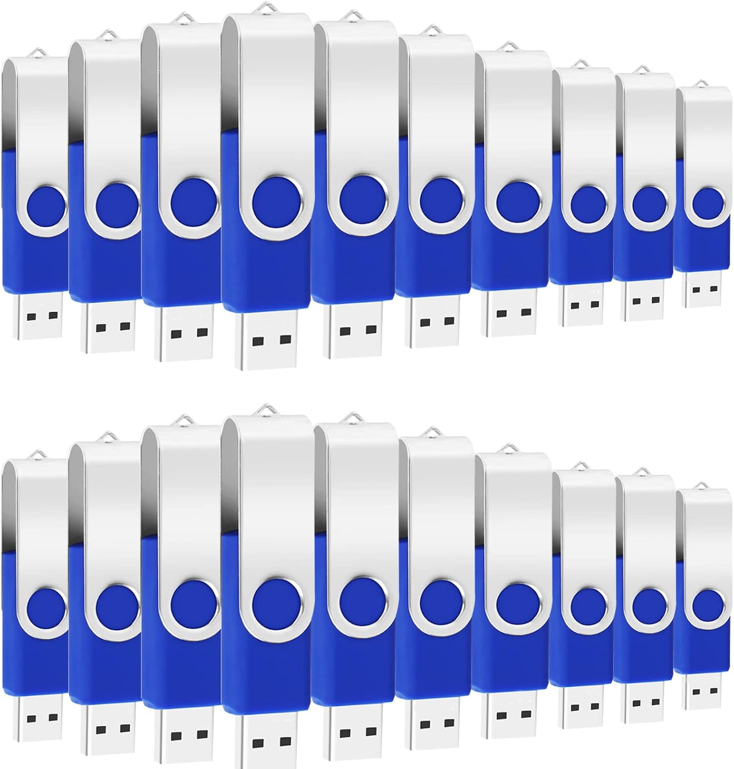 100-Pack of 4GB USB Flash Drive Bulk EASTBULL FAT32 Thumb Drive Pack (Blue) | Metal USB2.0 Drives Pack 4GB Jump Drives Bulk with 100 Lanyards for Data Storage