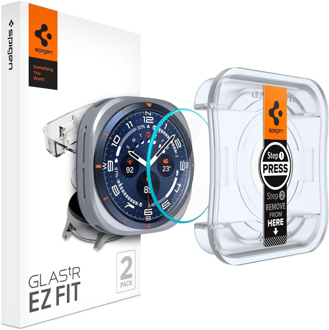 Spigen Tempered Glass Screen Protector [GlasTR EZ FIT] designed for Galaxy Watch Ultra (2025-2024) – 2 Pack