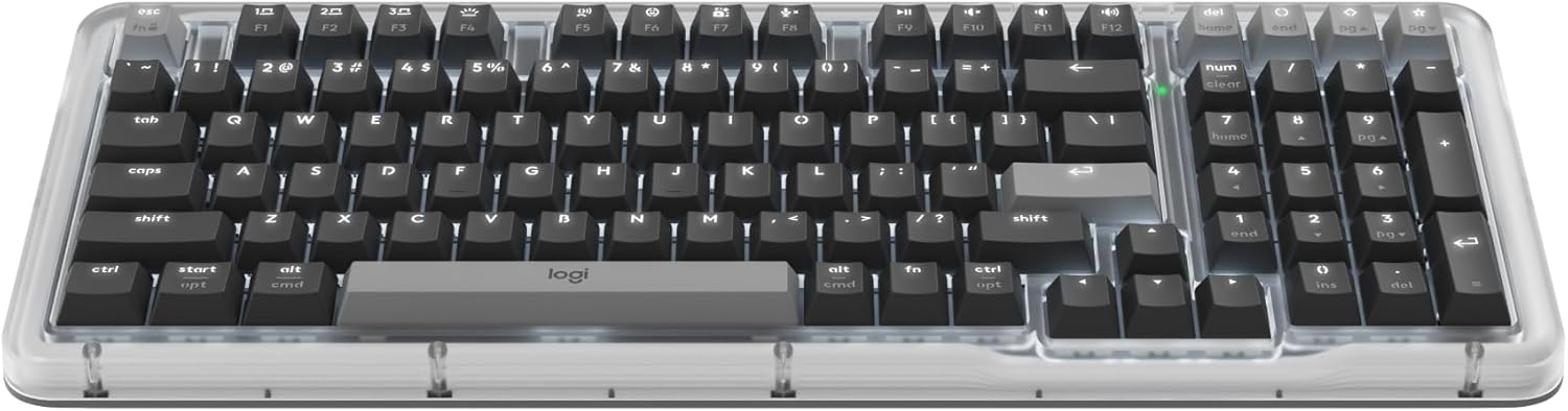 Logitech Alto Keys K98M Wireless Mechanical Gasket Keyboard – Graphite | Customizable, clicky, vibration absorbing gasket, white backlit keys, Bluetooth, USB-C charging, for PC, Mac, Laptops