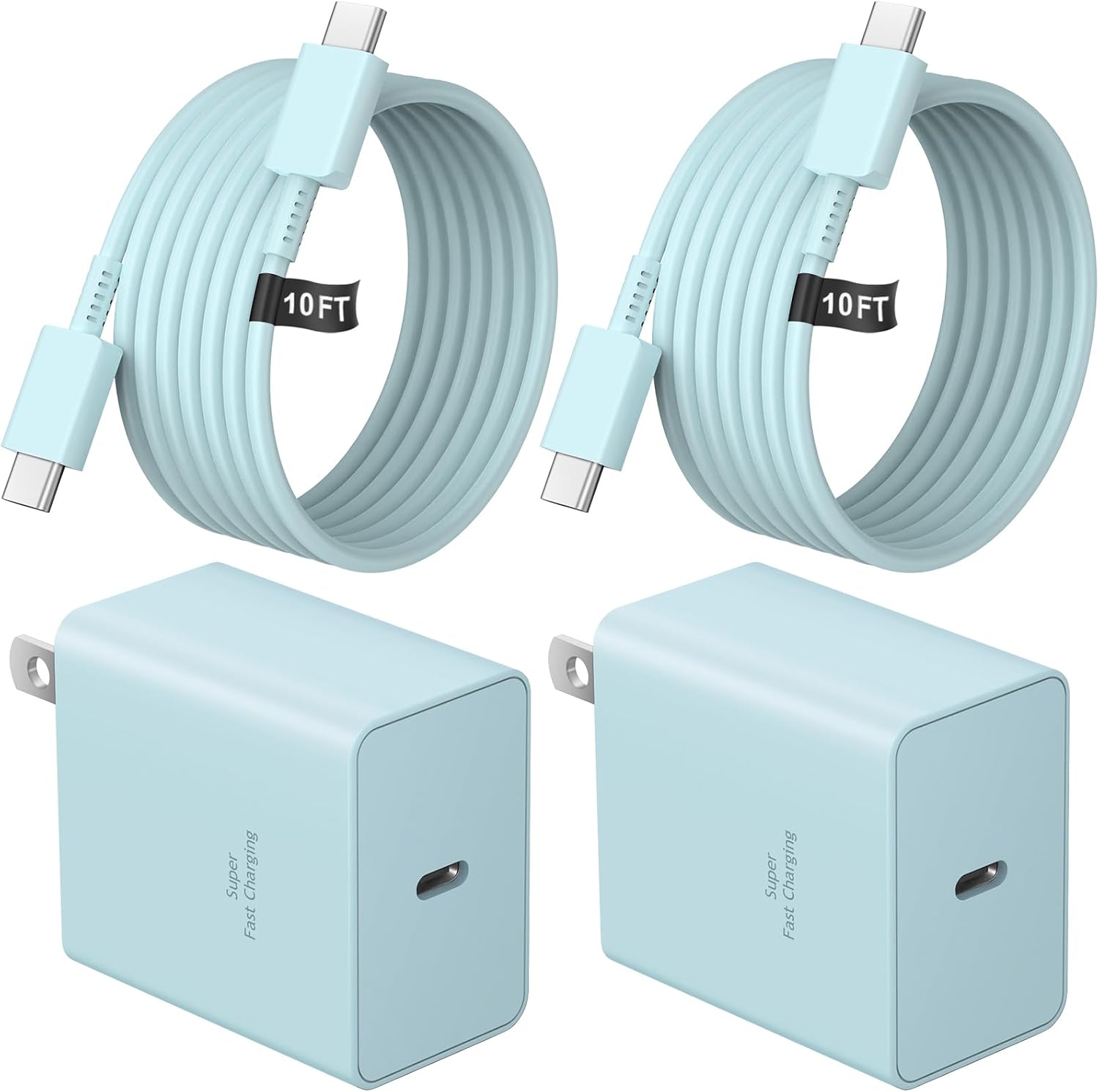 USB C Charger Type C Charger Fast Charging Extra Long 10FT 45W Samsung Chargers 2-Pack with iPhone Air/17/17 Plus/17 Pro/17 Pro Max/16/16 Plus/16 Pro/16 Pro Max/15/15 Pro Max/Galaxy S25 S24(Blue)