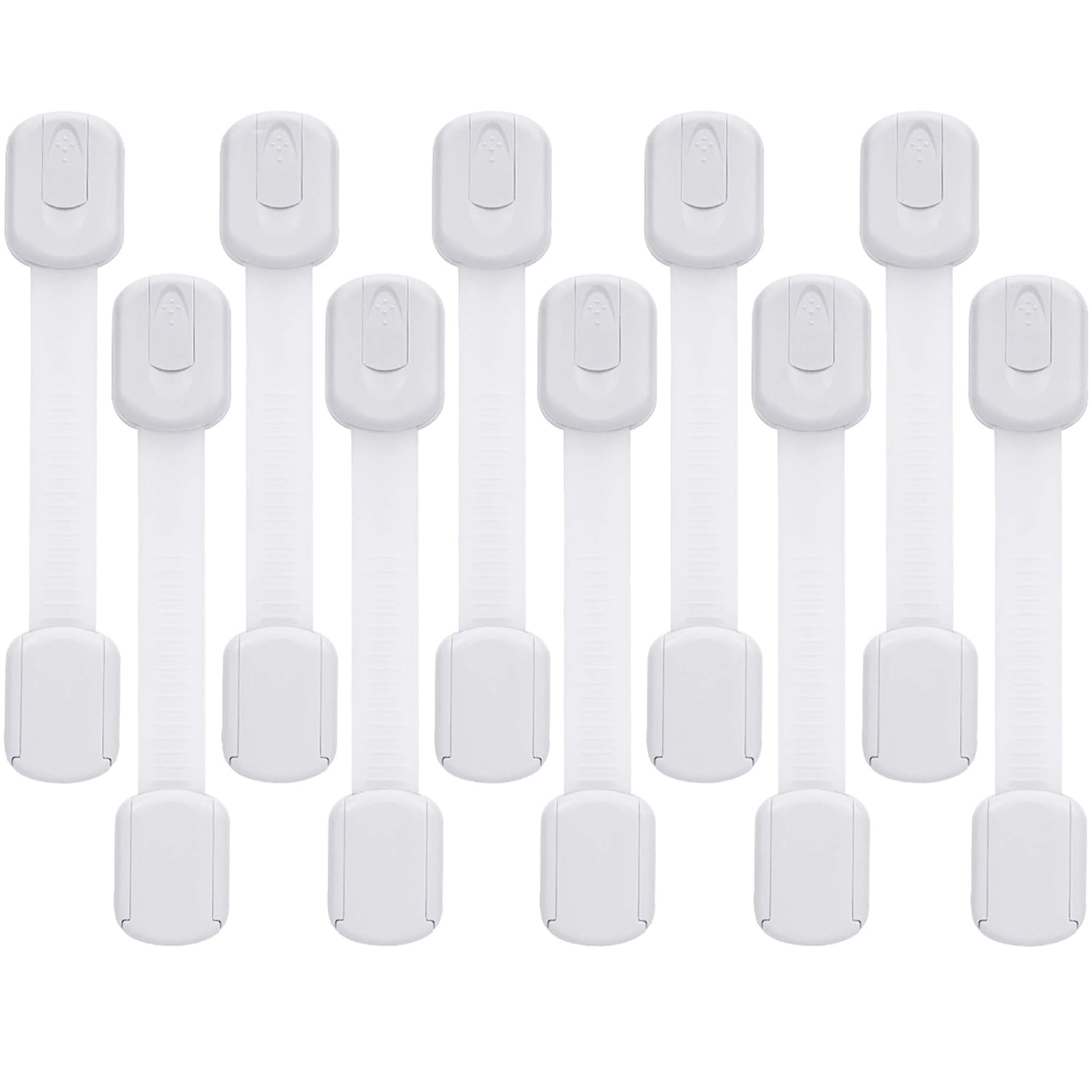 Goodv Child Safety Cabinet Locks – (10 Pack) Baby Proofing Latches to Drawer Door Fridge Oven Toilet Seat Kitchen Cupboard Appliance Trash Can with 3M Adhesive – Adjustable Strap No Drill No Tool