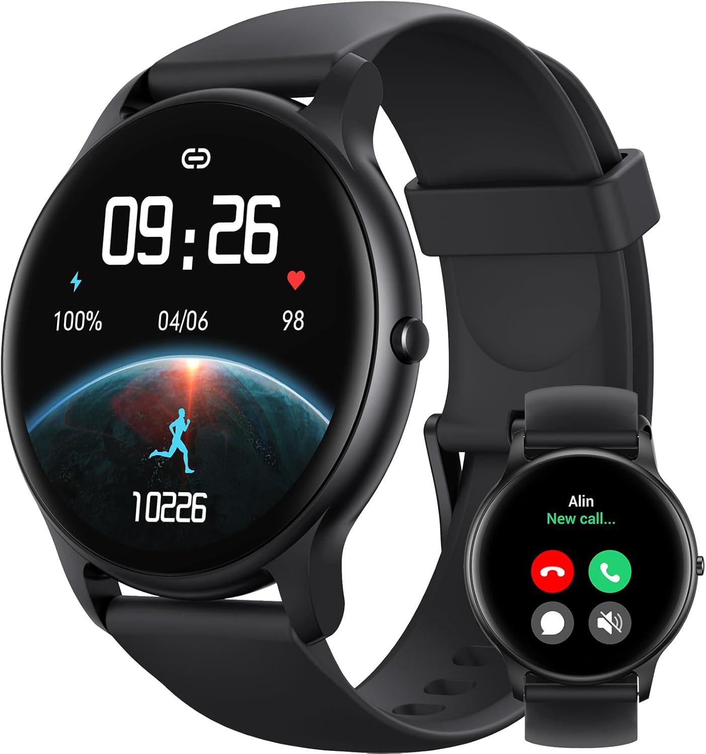 Parsonver Smart Watch for Men Women(Answer/Make Calls), Fitness Tracker | IP68 Waterproof 100+ Sport Modes, Heart Rate Sleep Monitor, Pedometer, Smartwatch for Android Phones/iPhone Compatible, Black