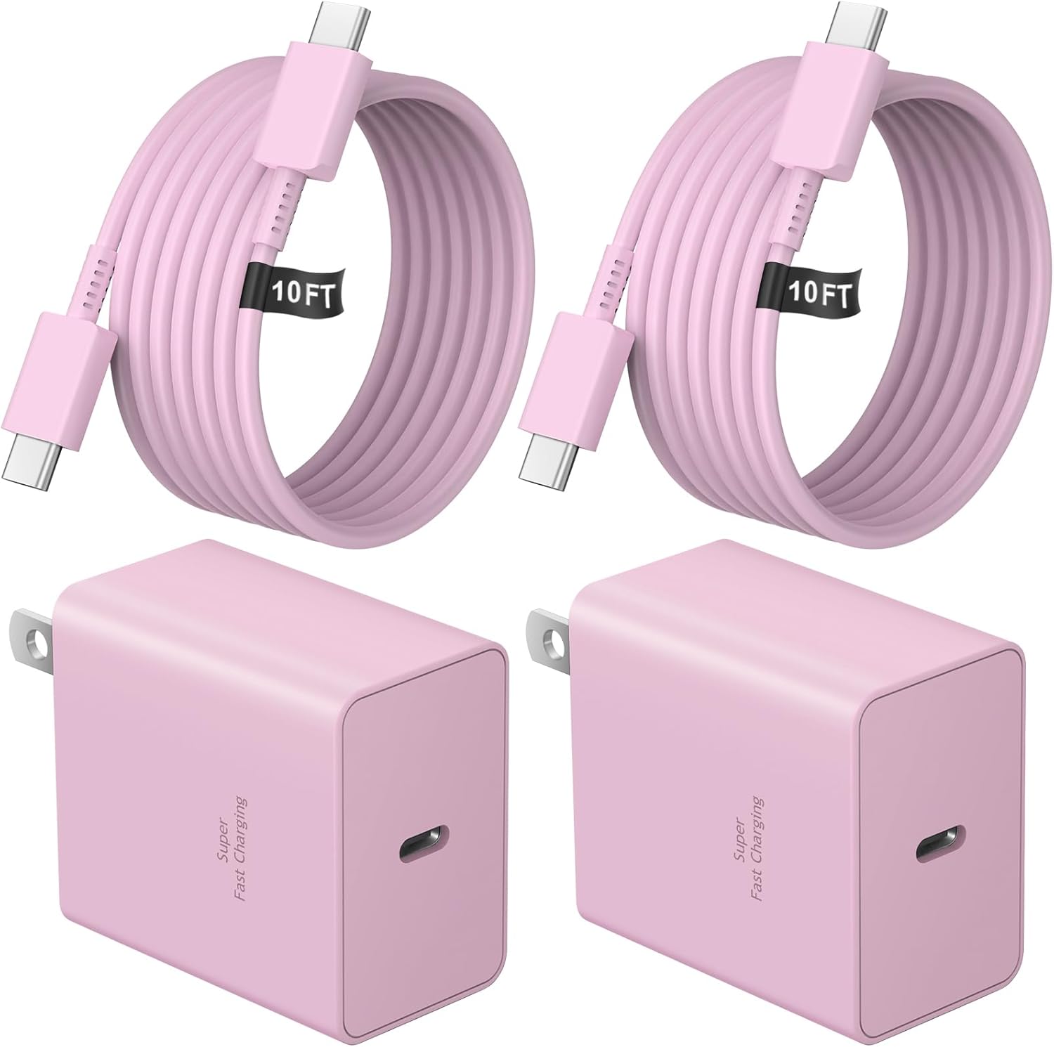 USB C Charger Type C Charger Fast Charging 10FT 45W Samsung Chargers 2-Pack with iPhone Air/17/17 Plus/17 Pro/17 Pro Max/16/16 Plus/16 Pro/16 Pro Max/15/15 Pro Max/iPad Pros/Galaxy S25 S24(Pink)