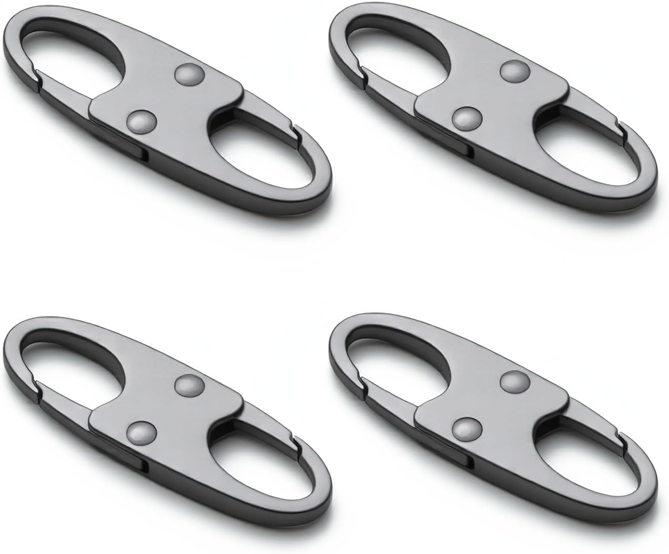 zelin Anti Theft Zipper Clips Double Opening Small Carabiner Clips, 4Pcs Elegant Zinc Alloy Zipper Pull Replacement for Travel, Commuting and Camping (Space Grey)