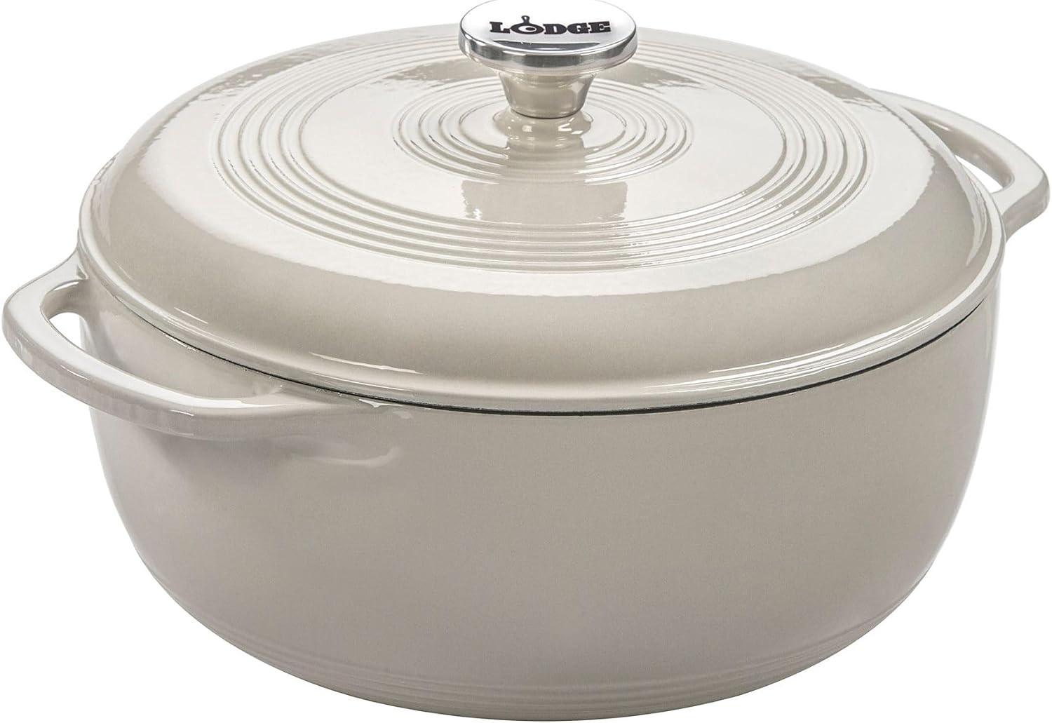 Lodge Essential Enamel Cast Iron Dutch Oven 6 Quarts – Perfect for Bread Baking, Braising, Marinating & Slow Cooking, Features Moisture-Sealing Lid & Dual Handles, Kitchen Essentials, Oyster White