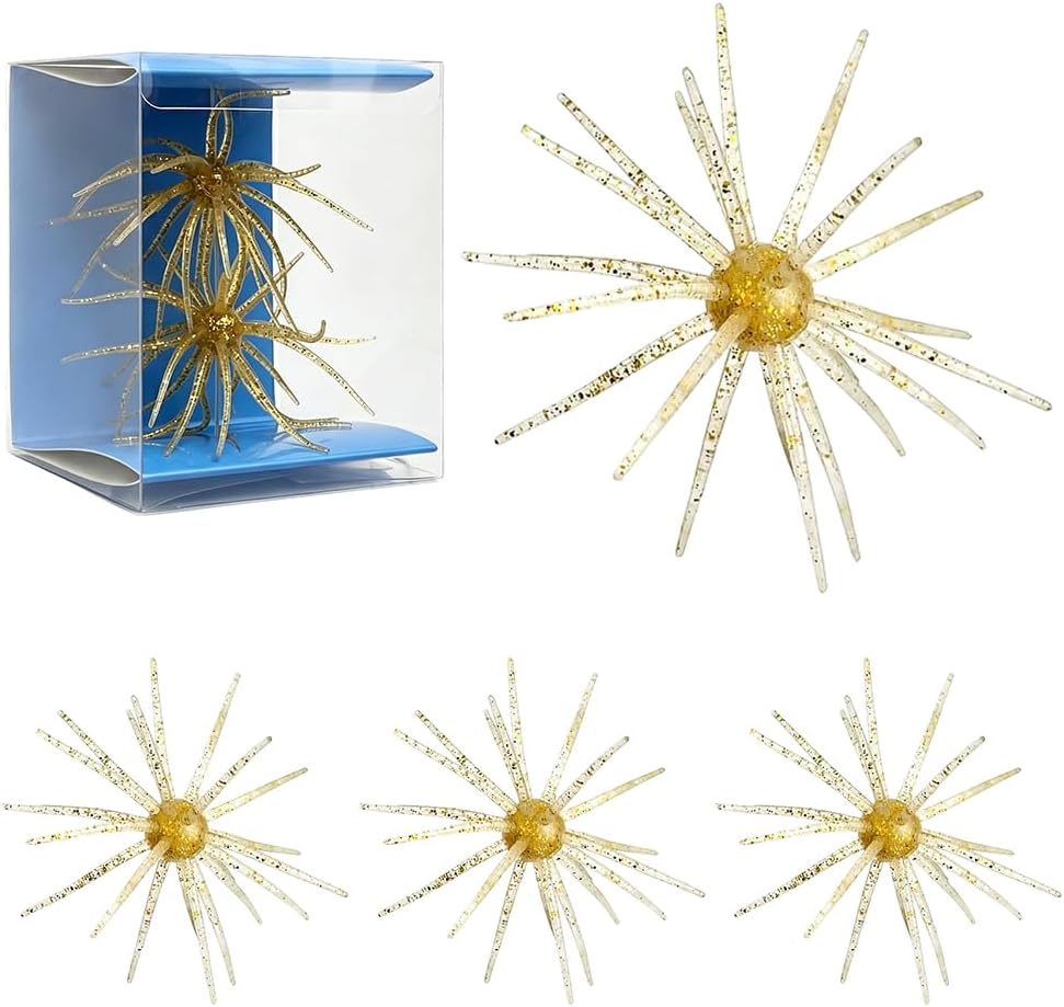 Sea Urchin Soft Bait for Bass Fishing, Floating Swimbait Lures, Realistic Tentacle Action. TPR Tear-Resistant. Floating Design. Star Glitter Flash. Drop Shot/Wacky/Neko rig Ready. Fresh & Saltwater.