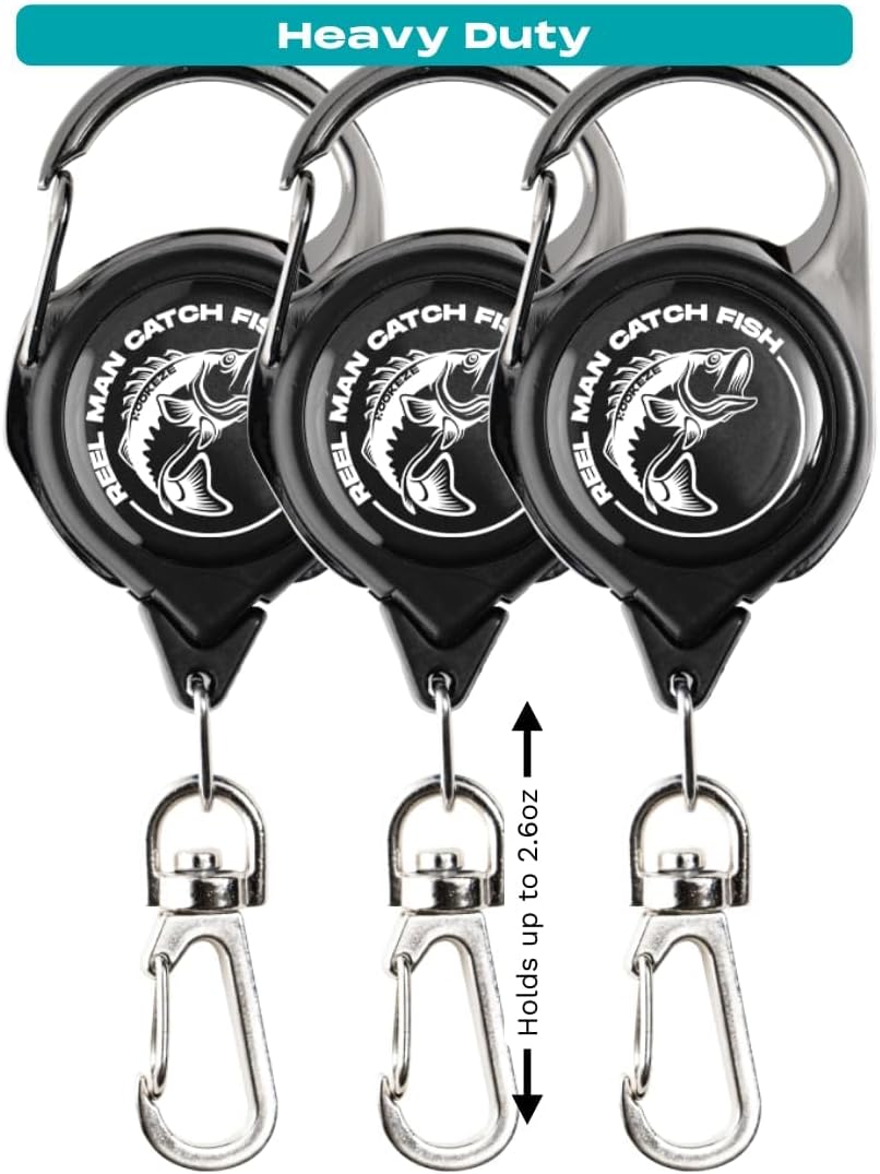 HOOK-EZE Fly Fishing Zinger Retractor for Anglers Vest, Pack of 3 – Fishing Gear and Equipment for Nippers, Forceps, Fly Float Ant, Belt Loops & Backpack
