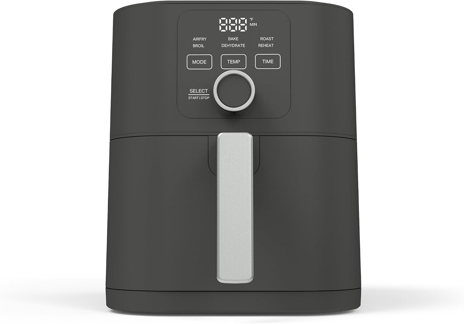 Martha Stewart 6QT Air Fryer, 6-in-1, Bake, Broil, Roast, Air Fry, Dehydrate, Reheat, Ceramic Non-Stick Basket, Crispy Results Fast, 400°F Max Temp, Shake Reminder, Caviar Gray