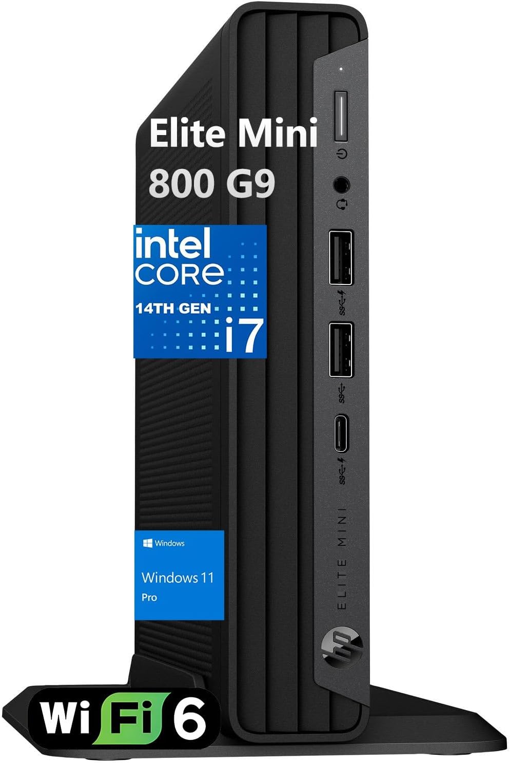 HP Elite Mini 800 MFF PC Desktop Computer, Intel 20-Core i7-14700, 32GB DDR5 RAM, 1TB PCIe SSD, 2 DisplayPort, WiFi 6, Bluetooth, Keyboard Included, no Mouse, Windows 11 Pro, Office 356, Black