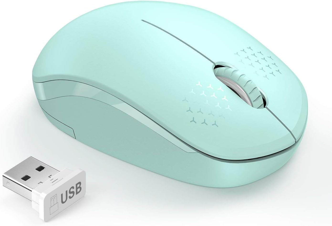 seenda Wireless Mouse for Laptop, 2.4G Noiseless Mouse with USB Receiver – Optical Tracking Portable Computer Mice for Chromebook, PC, Tablet, Windows System, 24 Months Battery Life – Mint Green