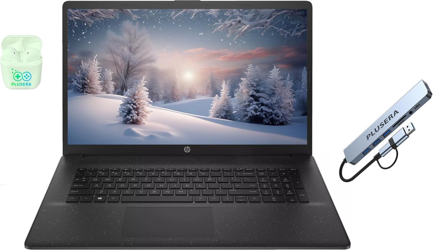 HP 17.3″ Business Laptop Computer, 64GB RAM 2.2TB Storage (2TB SSD + 256GB Docking Station), 10-Core Intel Core i5, Windows 11 Pro with Microsoft Office, PLUSERA Earphones, Black