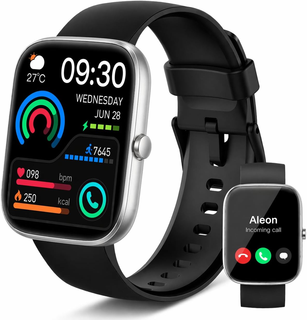 Smart Watch for Men Women (Answer/Make Call), 1.91″ HD Smartwatch with Heart Rate/Sleep Monitor/Pedometer/Calories, 113+ Sports Fitness Watch, IP68 Waterproof Activity Tracker for Android iOS Black
