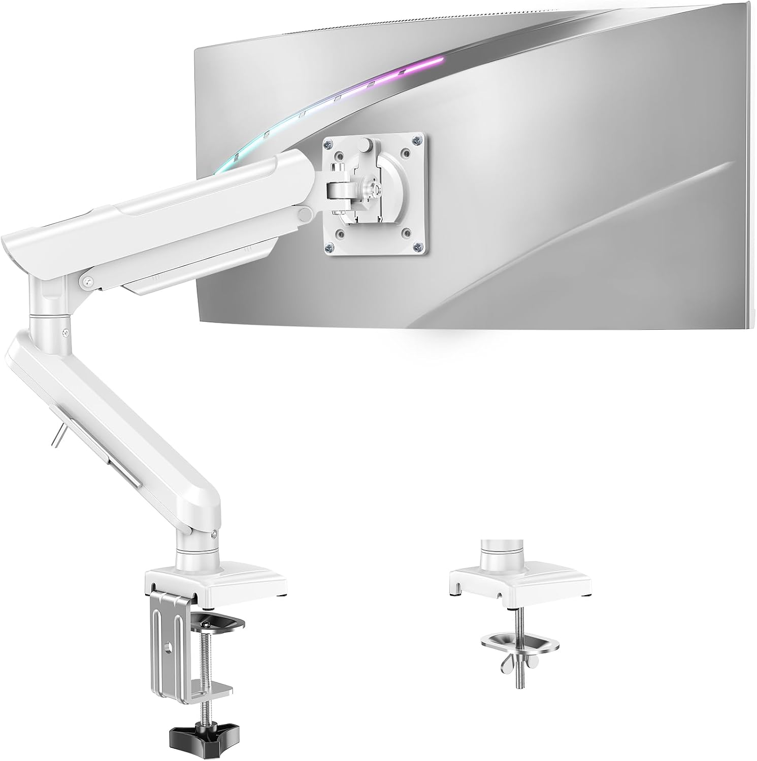 Single Monitor Mount for 32 27 24 22 inch Screen, Monitor Arm Holds 4.4-22 lbs, Monitor Desk Mount, Gaming & Home Office Use, VESA 75x75mm & 100x100mm, Freelift Pro White