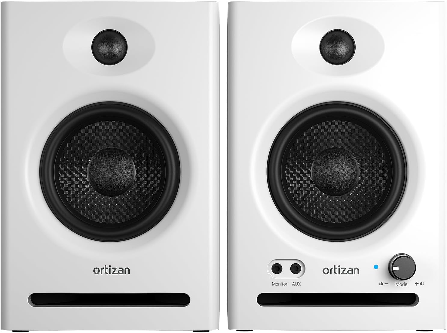 Ortizan C7 Dual-Mode 2.0 Studio Monitors, Active Monitor Speakers for Near Field Music Production, Bluetooth 5.3 Wireless Computer PC Monitor Gaming Bookshelf Speakers(Pair, White)